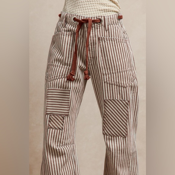 So Me Pants - BiBi Drawstring Striped Twill Barrel Pants